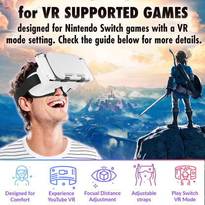 Orzly VR Headset for Nintendo Switch & OLED - Adjustable Lens, White, Gift Boxed Edition, Model 2NSW-VRHEADSETWHT