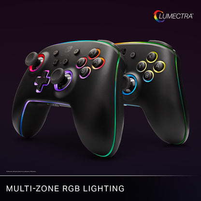 PowerA Enhanced Wireless Controller for Nintendo Switch - Black/LED, Model 1522807-01R, Officially Licensed Gaming Accessory