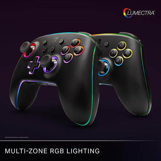 PowerA Enhanced Wireless Controller for Nintendo Switch - Black/LED, Model 1522807-01R, Officially Licensed Gaming Accessory