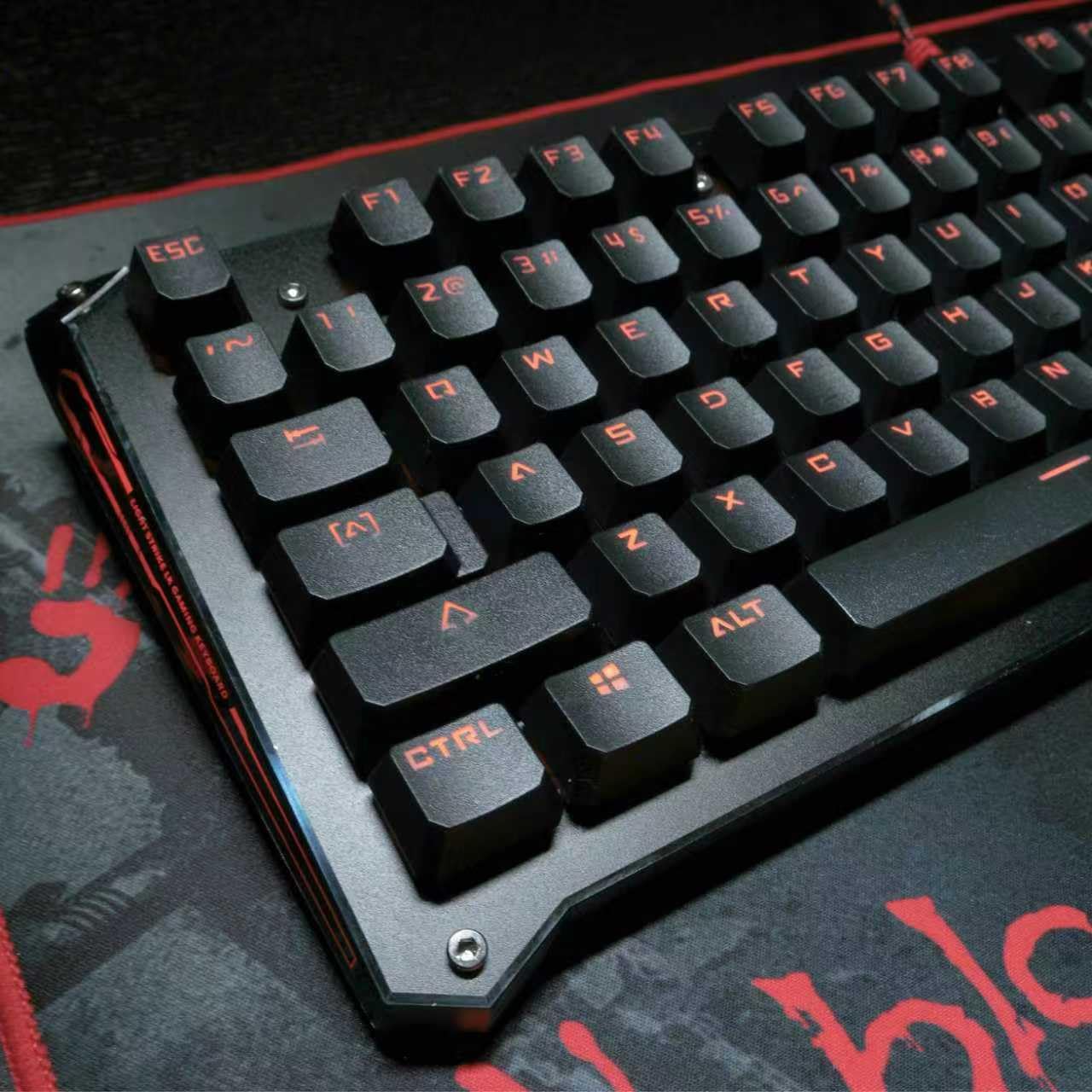 Bloody Light Strike LK Optical Gaming Keyboard - Orange LED, LK Blue Switch, Full Size, Black (Model B840)