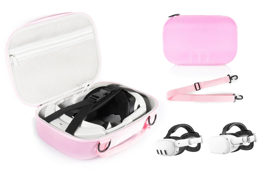 CaseSack VR Headset Travel Case - Compatible with Meta Quest 3/2, Pink, Polyester, Includes Shoulder Strap