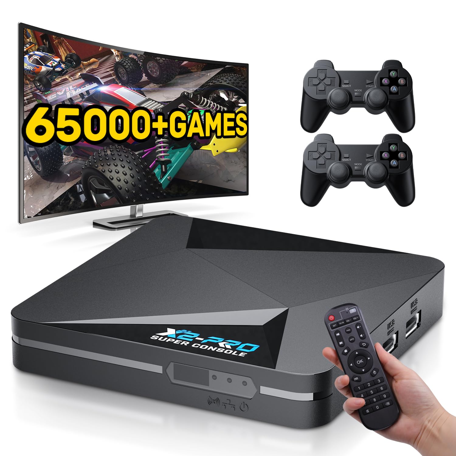 Kinhank Retro Game Console - Super Console X2 PRO, 65,000+ Games, 4K HD, 2.4+5G WiFi, 5.9x7