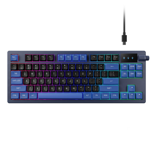 GAMDIAS Hermes E7 Wired Gasket 75% RGB Mechanical Keyboard  Volumn Control Knob  Hot Swappable Linear Red Switch  Backlit RGB with PBT Keycaps  Anti-ghosting with N-Key Rollover