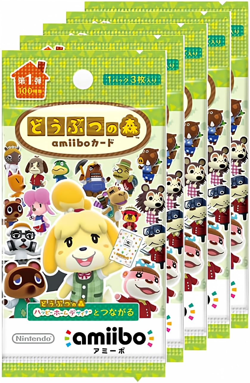 Nintendo Animal Crossing Card Amiibo 5-Pack Set - Collectible Figures for Gaming Fun