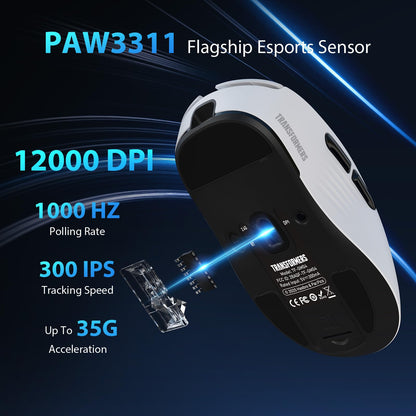 Transformers GM04 Wireless Gaming Mouse - 12000 DPI, 100h Battery, 5 Programmable Buttons, White
