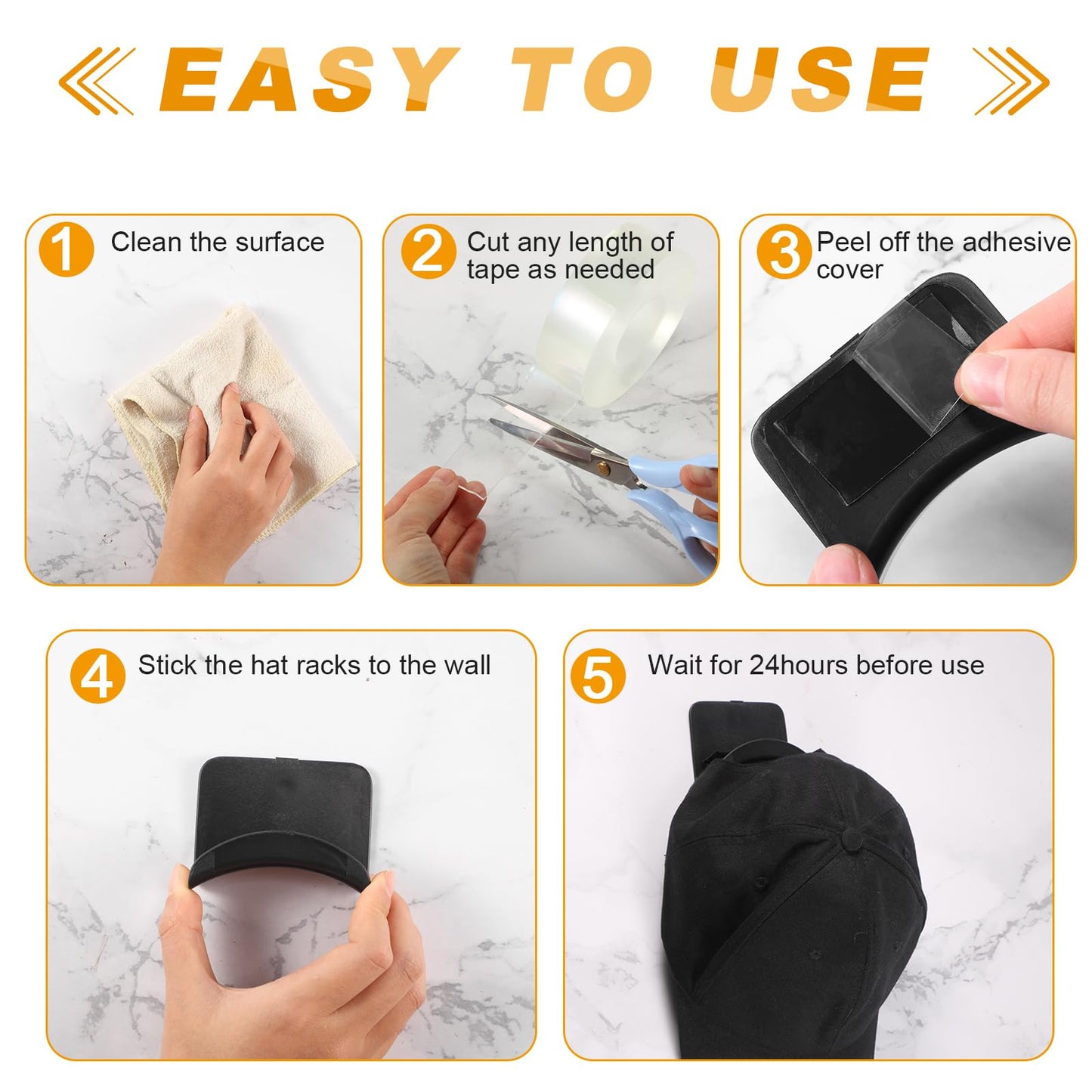 Wonderjune Headphone Wall Hangers - Adhesive Hooks for Gaming Headsets, Universal Stand, 60 Pcs, Black