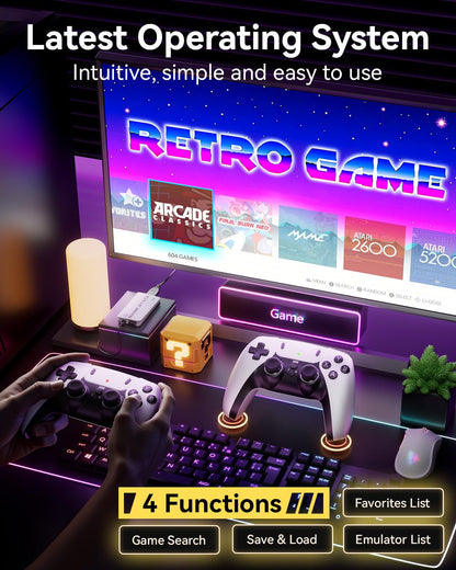 RMOKA Retro Gaming Console HQM15B, 20,000+ Built-in Games, 4K HD, 2 Wireless Controllers, White
