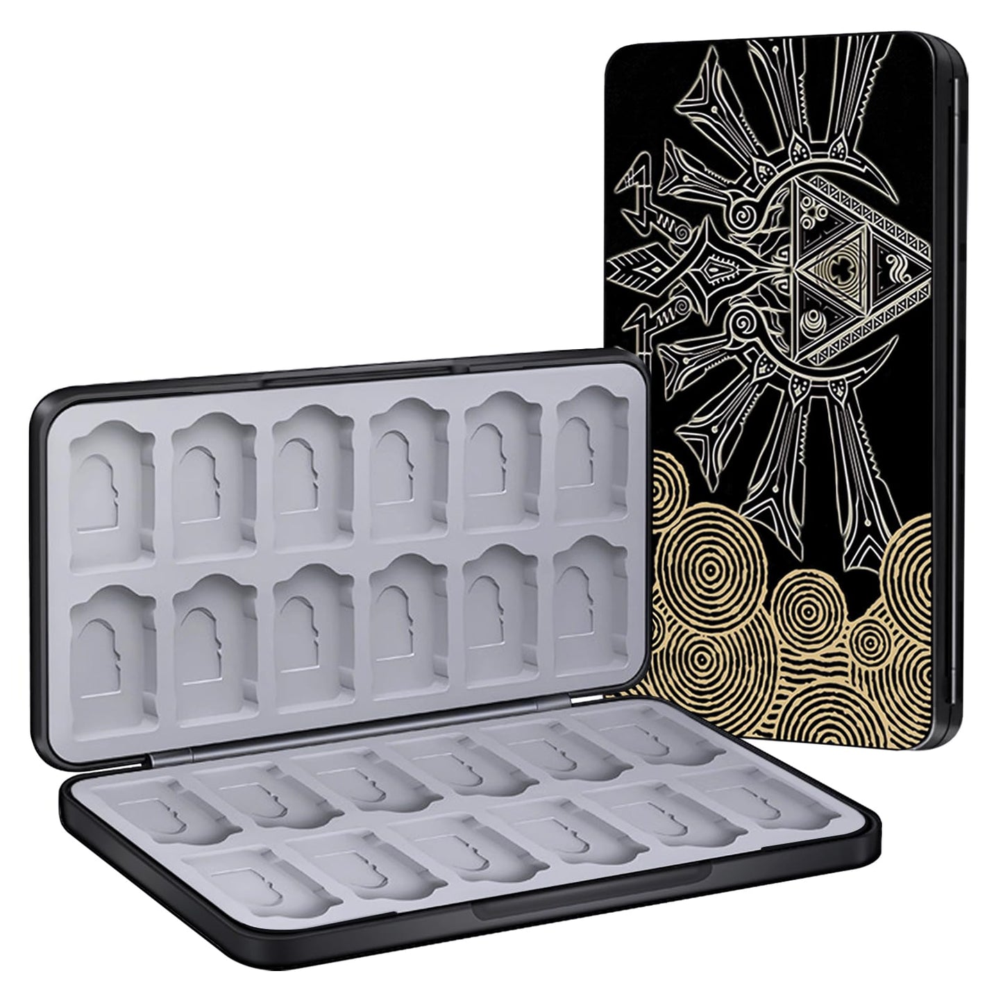 Game Card Case for Nintendo Switch/Switch 2/OLED/Lite  Portable Switch Game Case Magnetic Closure Switch Game Holder with 24 Slots for Games Cards & SD Cards Durable Cartridge Cases Hard Shell  Black