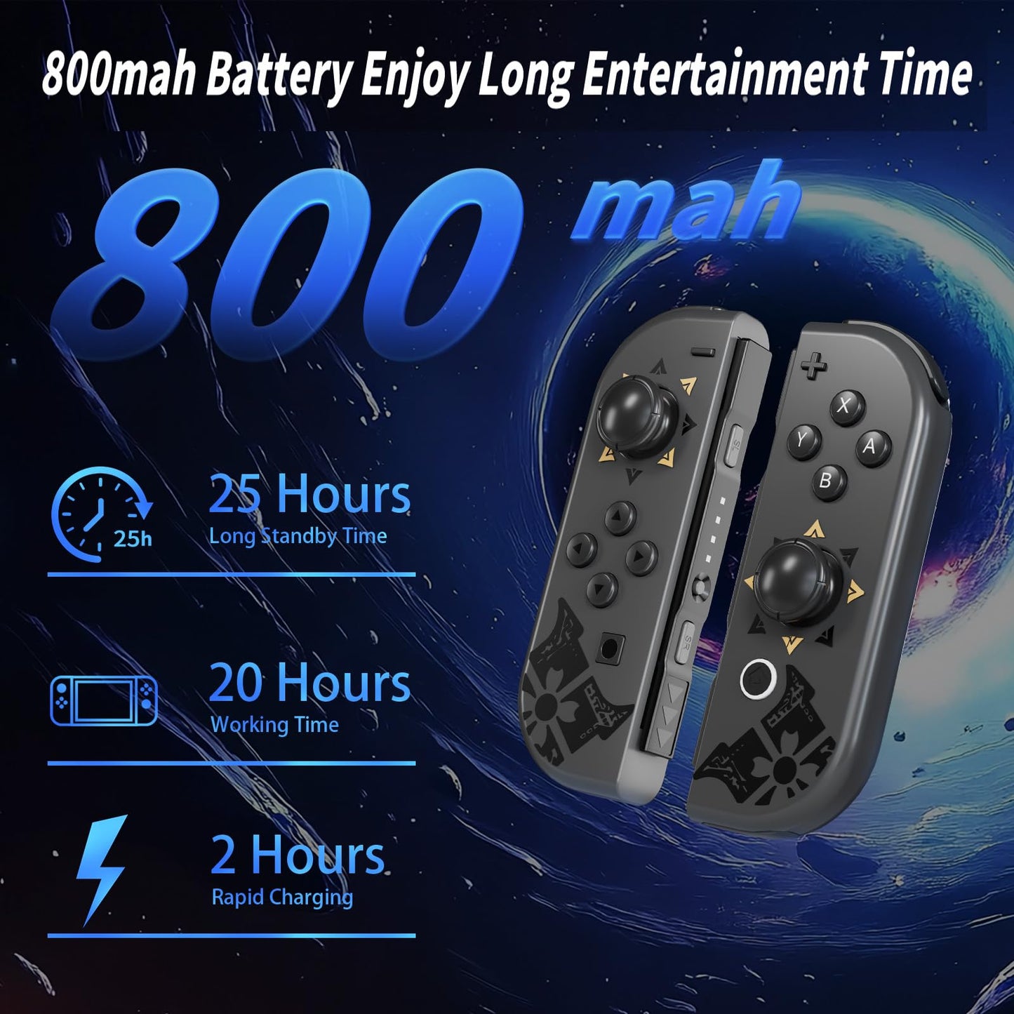Hqeeun Switch Controller - Dual Vibration, Motion Control, Grey, Model HQ002-2FBA