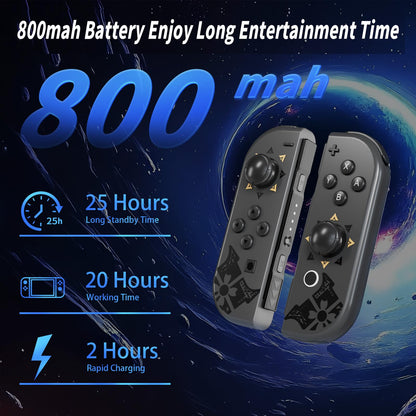 Hqeeun Switch Controller - Dual Vibration, Motion Control, Grey, Model HQ002-2FBA