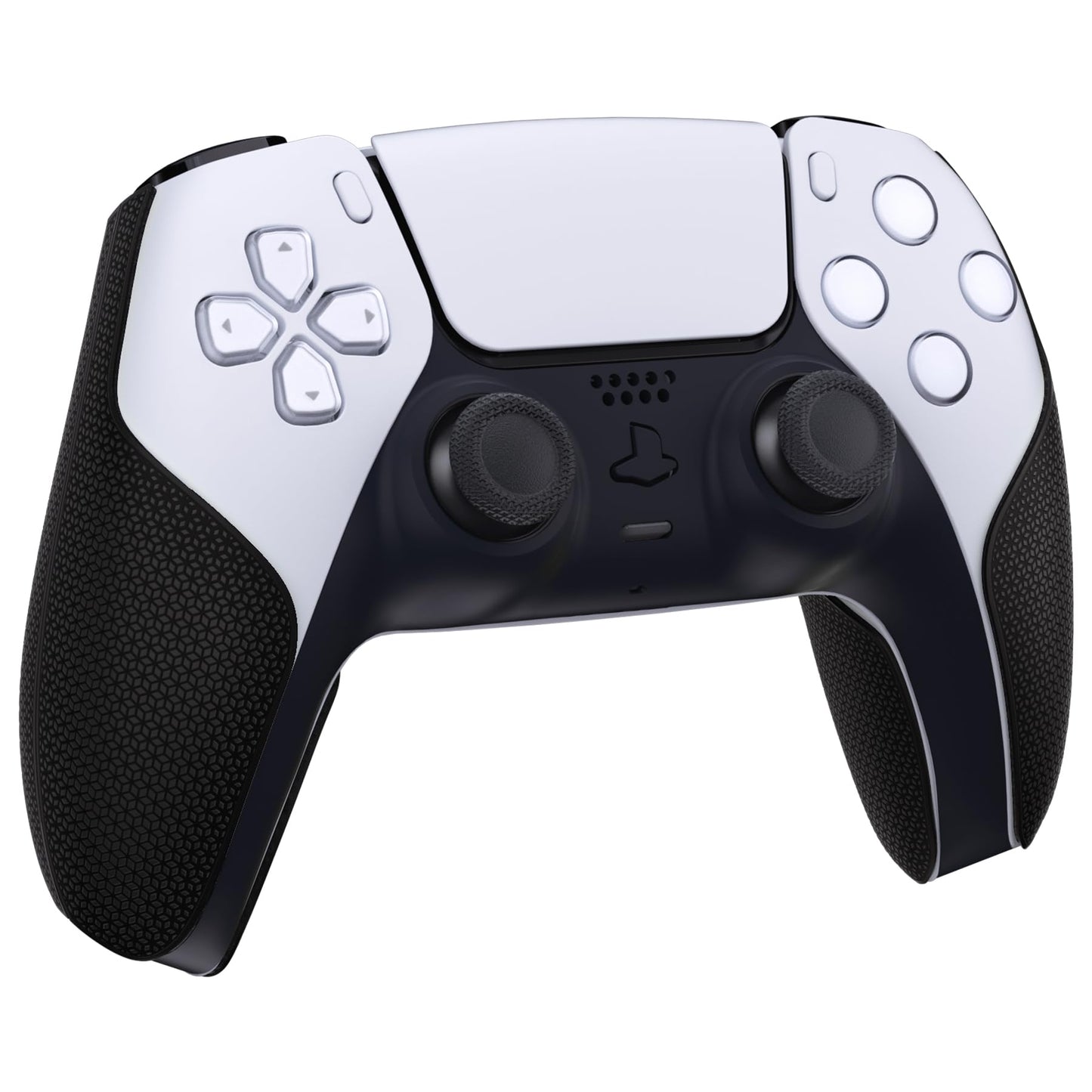 PlayVital Premium Grip for ps5 Wireless Controller  Split Design Anti-Skid Soft Hexagonal Diamond Textures Sweat-Absorbent Handle Grips Protector for ps5 Controller - Black
