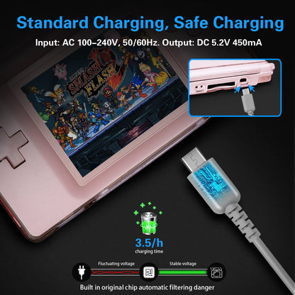 FIOTOK DS Lite Charger Kit - AC Adapter & Stylus Pen Replacement, A-Grey, Model 795410351742, Fast Charging, Compatible with Nintendo DS Lite