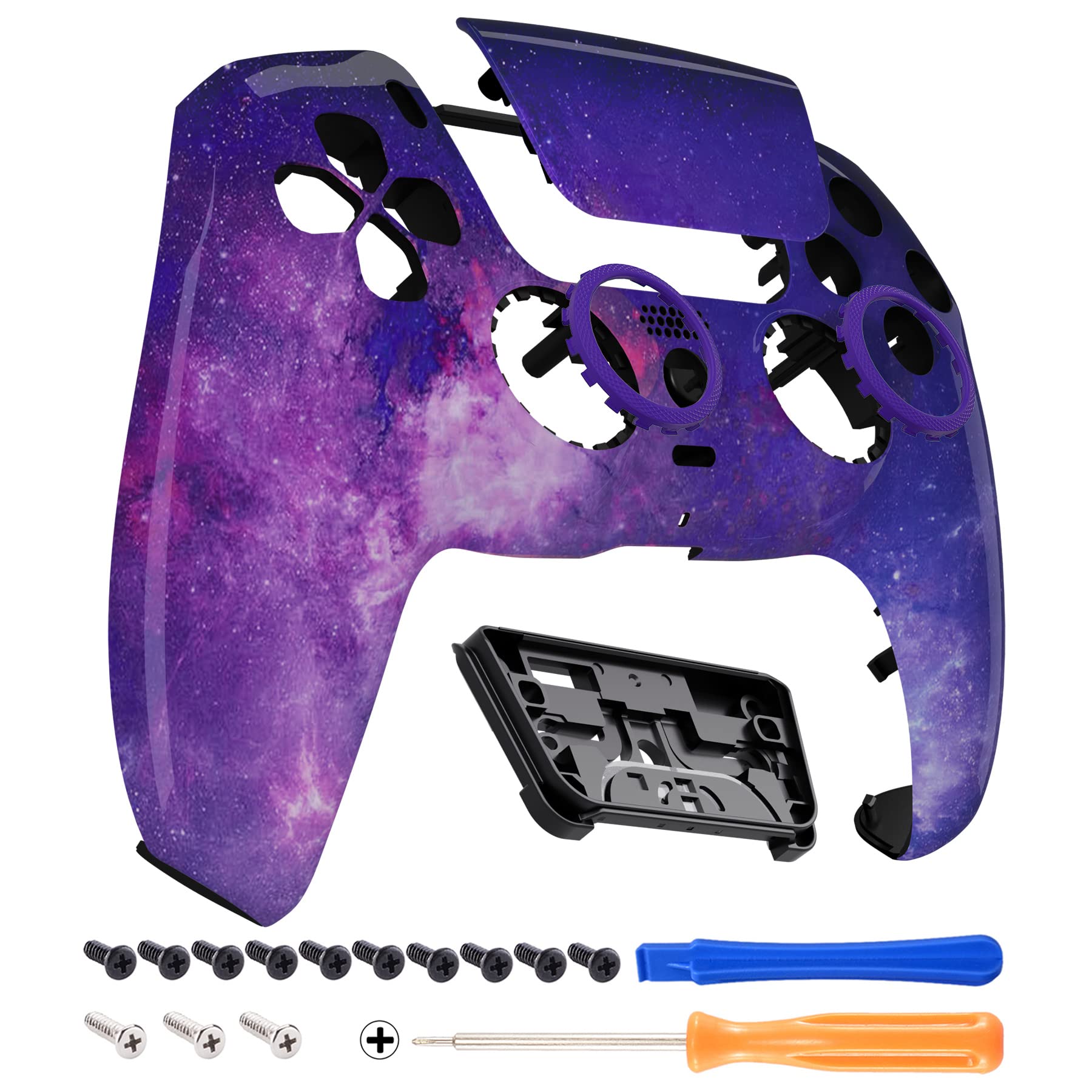 eXtremeRate Luna Redesigned Nebula Galaxy Front Shell Touchpad Compatible with ps5 Controller BDM-010 020 030 040 050, DIY Repla