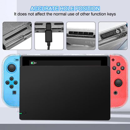 DLseego Dockable Crystal Case for Nintendo Switch - Shock-Absorbing, Anti-Scratch, Polycarbonate, Crystal Glitter