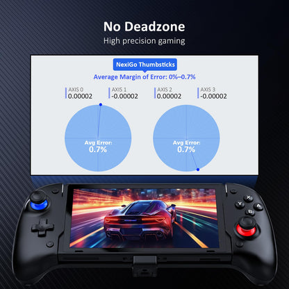 NexiGo Hall Effect Gripcon Joystick for Nintendo Switch - No Drift, 6-Axis Gyro, Ergonomic, Black, Model: 1125 BLK Hall