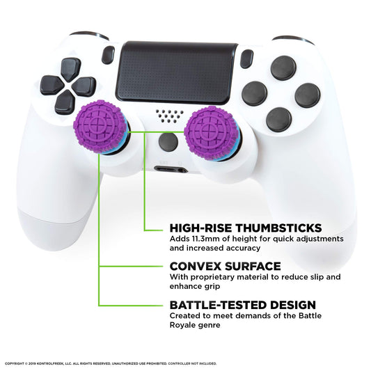 KontrolFreek FPS Freek Battle Royale Thumbsticks for PS4/PS5 - High-Rise Convex, Purple
