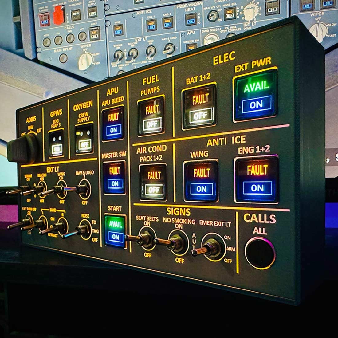 EnuoChbuild Flight Simulator Panel 4-in-1 OVH - Backlit Edition for MSFS 2020/2024, Compatible with FENIX, FBW & ini, Plug and