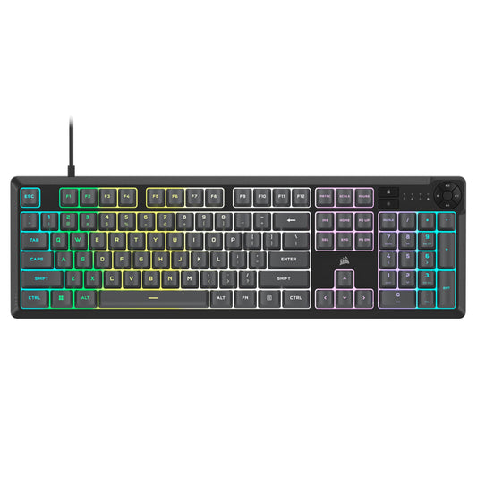 Corsair K55 CORE RGB Gaming Keyboard - Quiet Switches, Spill Resistant, Ten-Zone RGB, Media Keys, QWERTY NA, Gray