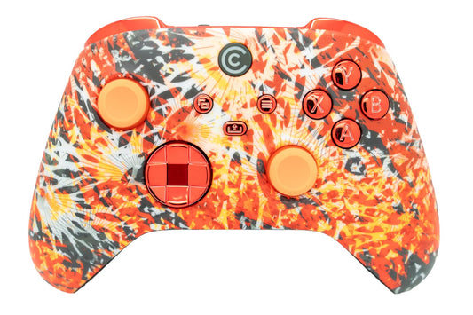 Custom Controllerzz Wireless Controller for Xbox & PC - Solar Flare & Red Chrome Inserts