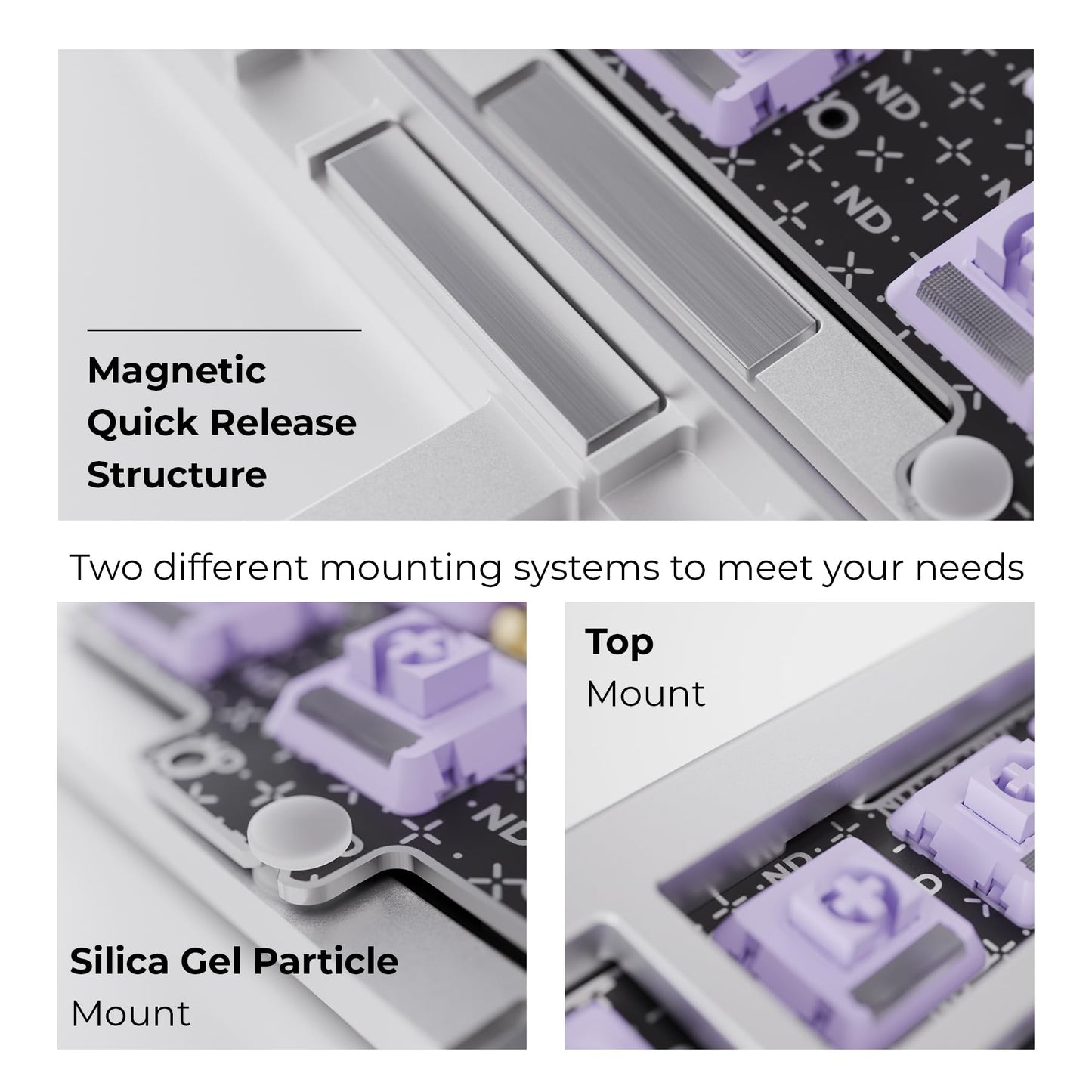 OOCTPK Mechanical Keyboard - Chilkey ND75 LP Wireless RGB, Bluetooth/USB-C, Ultra-Thin Design, Silver, PC/Mac Compatible