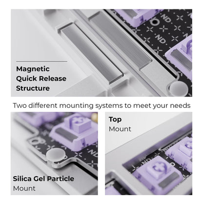 OOCTPK Mechanical Keyboard - Chilkey ND75 LP Wireless RGB, Bluetooth/USB-C, Ultra-Thin Design, Silver, PC/Mac Compatible