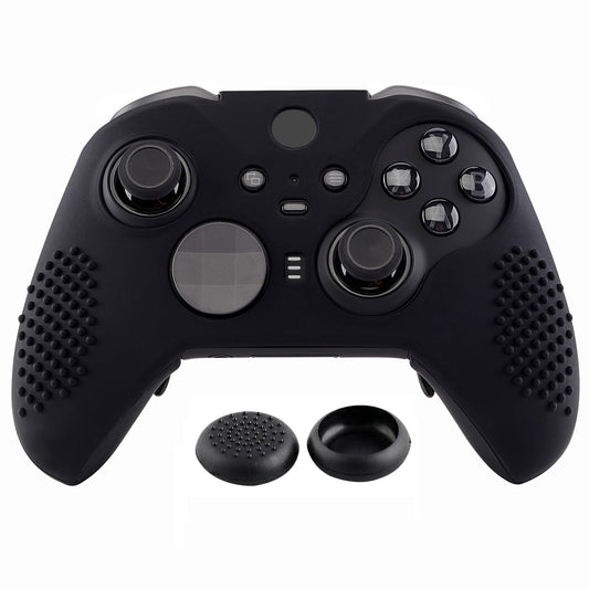 eXtremeRate PlayVital Black Soft Anti-Slip Silicone Cover Skins  Controller Protective Case for New Xbox One fine design Series 2  Xbox fine design 2 Core with Thumb Grips Analog Caps