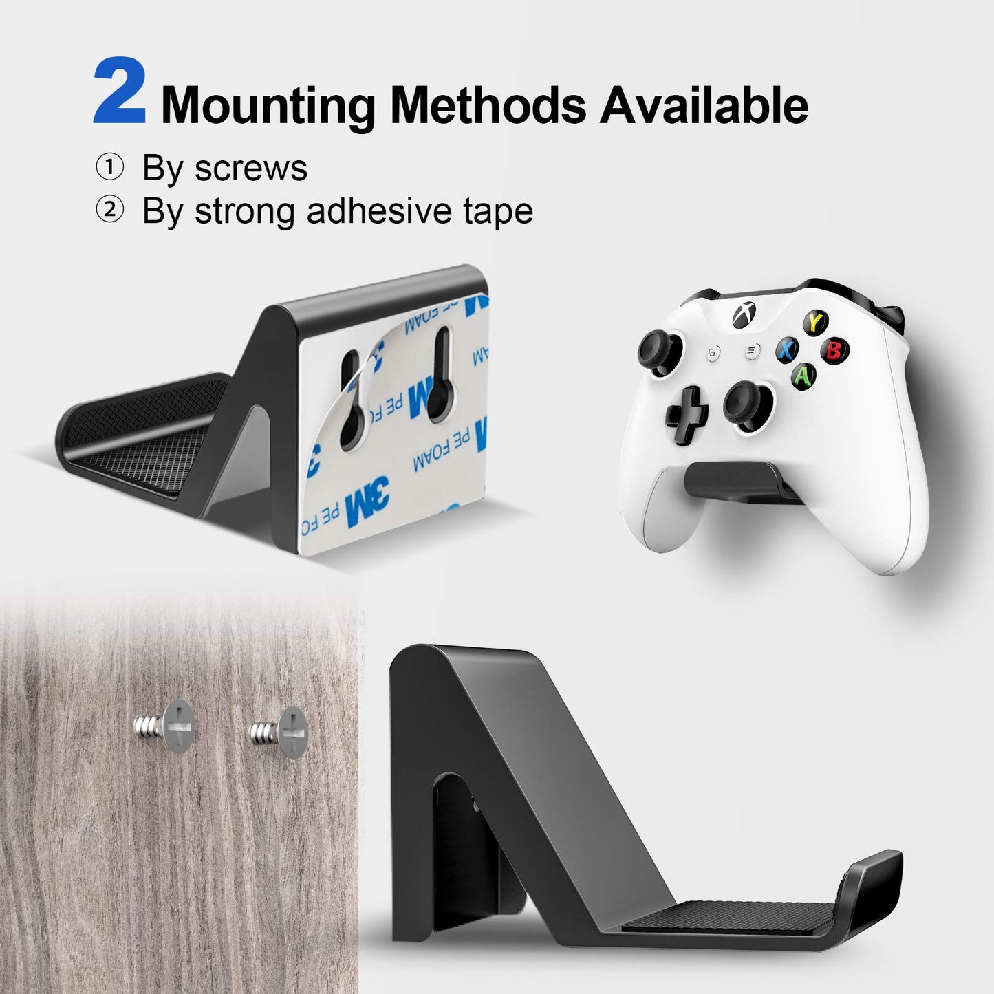 6amLifestyle Controller Holder Stand - 2 Pack with Anti-Slip Pads for PS5, PS4, Xbox One, Switch Pro - Universal Wall Mount Accessories