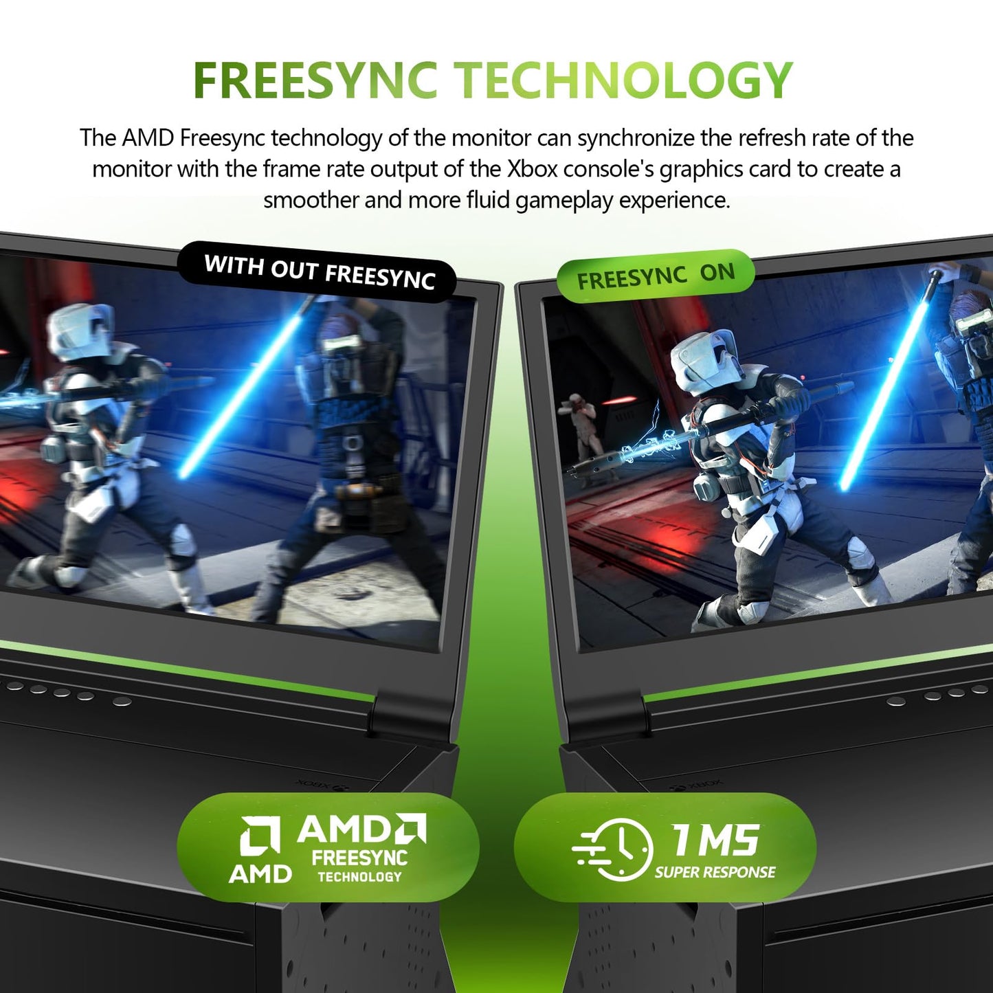 G-STORY 14" 4K Portable Monitor for Xbox Series X - IPS Screen, HDR, Freesync, Black