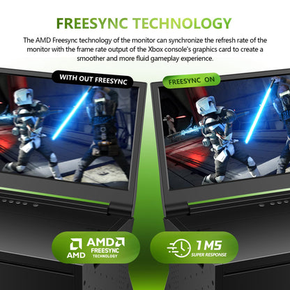 G-STORY 14" 4K Portable Monitor for Xbox Series X - IPS Screen, HDR, Freesync, Black