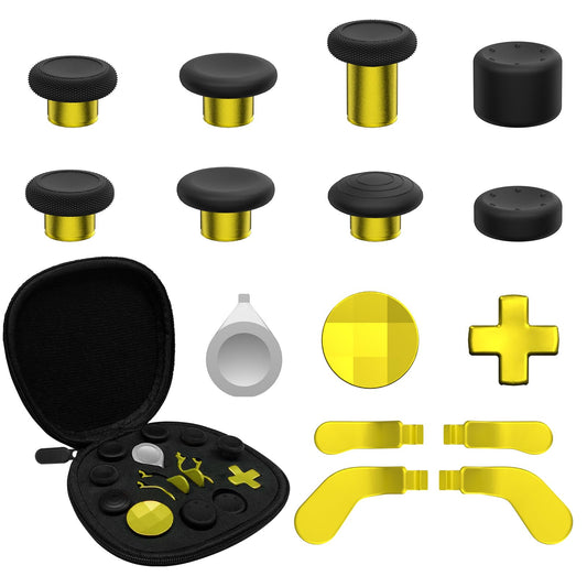 CHARM FOCUS 16-in-1 Metal Thumbsticks Replacement Kits for Xbox Elite Series 2  Xbox Elite 2 Controller Accessories  Includes Magnetic Joysticks  Paddles  Silicone Caps  D-Pads  1 Tool (Gold)