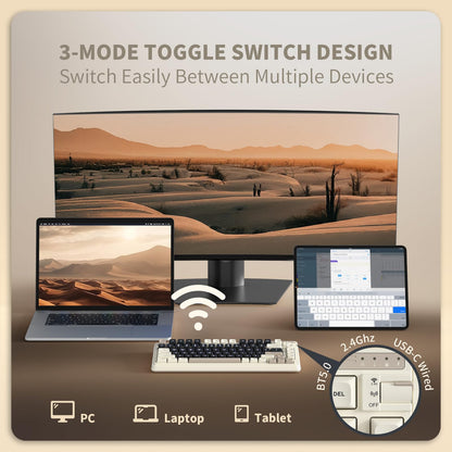 KZZI K75 Lite 75% Wireless Mechanical Keyboard - RGB, 3-Mode Knob, Hot Swappable, Star Rock Black