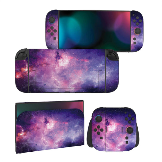 PlayVital for Nintendo Switch 2 Skin Full Set (2-Pack) - Protective Vinyl Decal Stickers for Switch 2 Console  Joycons  Handle Grips & Dock | No Residue  Anti-Scratch - Nebula Galaxy