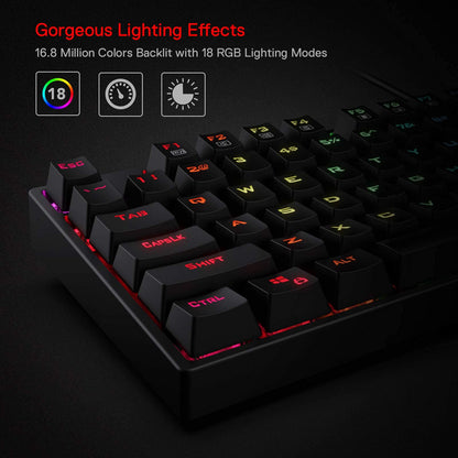 Redragon K582 RGB Mechanical Gaming Keyboard, 104 Keys, Linear Red Switch, 16.8M RGB Backlight, Black