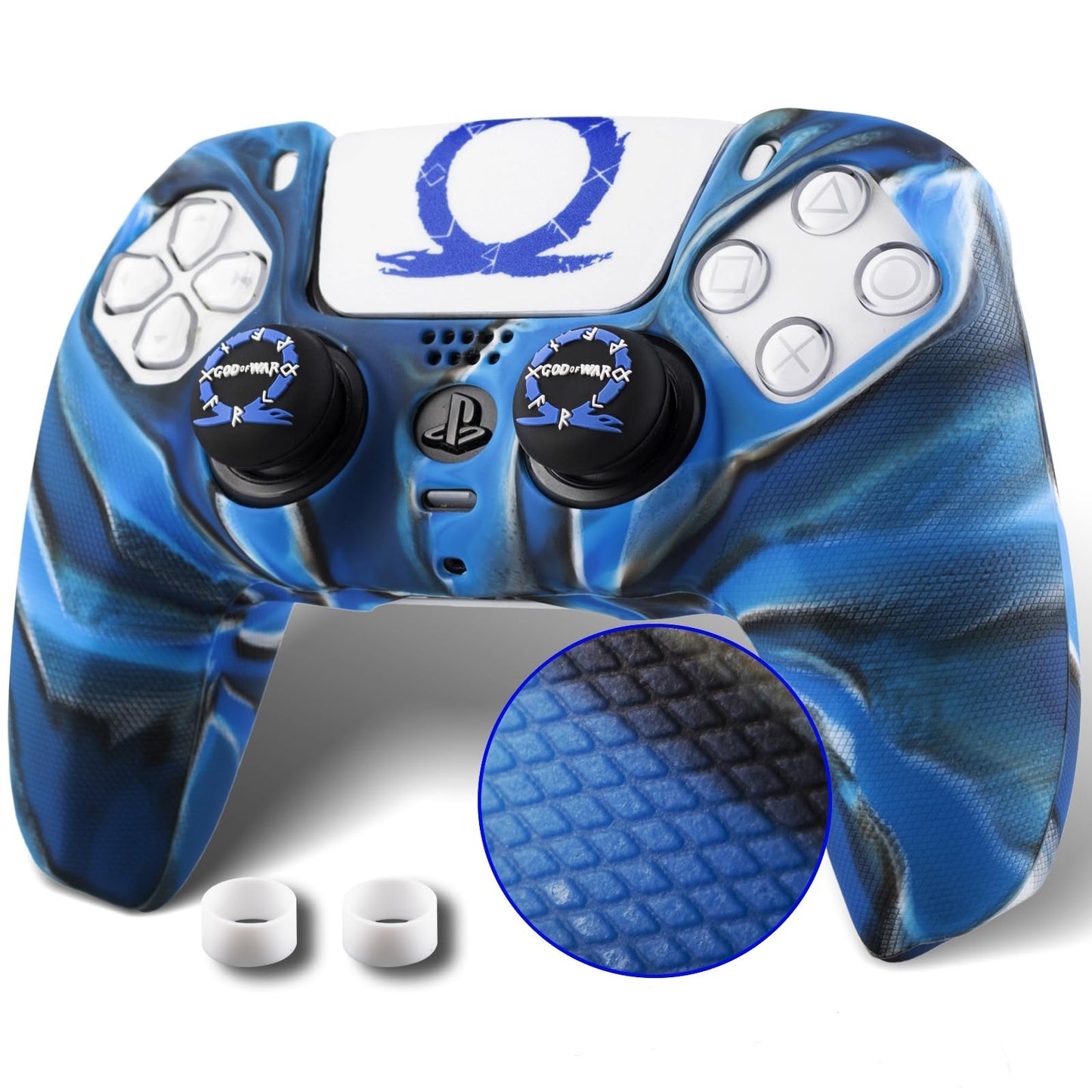 YoRHa Non-Slip Silicone Cover for PS5 Controller with Thumbstick Caps x 2 & Sticker x 1(GOWV)