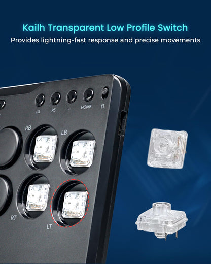 JZW-Shop Haute42 Arcade Stick P12 - All-Button Fight Controller for Switch, PC, PS4, PS3, Steam Deck, Turbo & RGB, Supports Hot-Swap