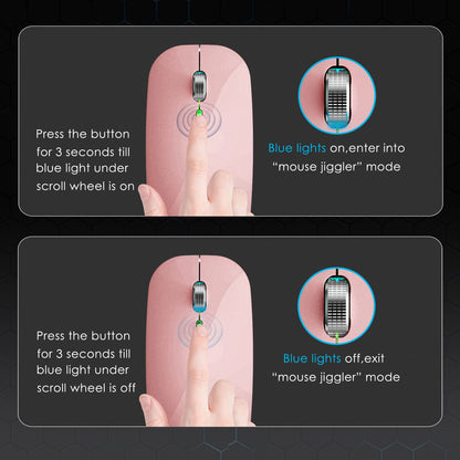 Fonicer Dual Mode Jiggler Mouse - Rechargeable LED Undetectable Mouse for Laptop & Phone, Rose Gold