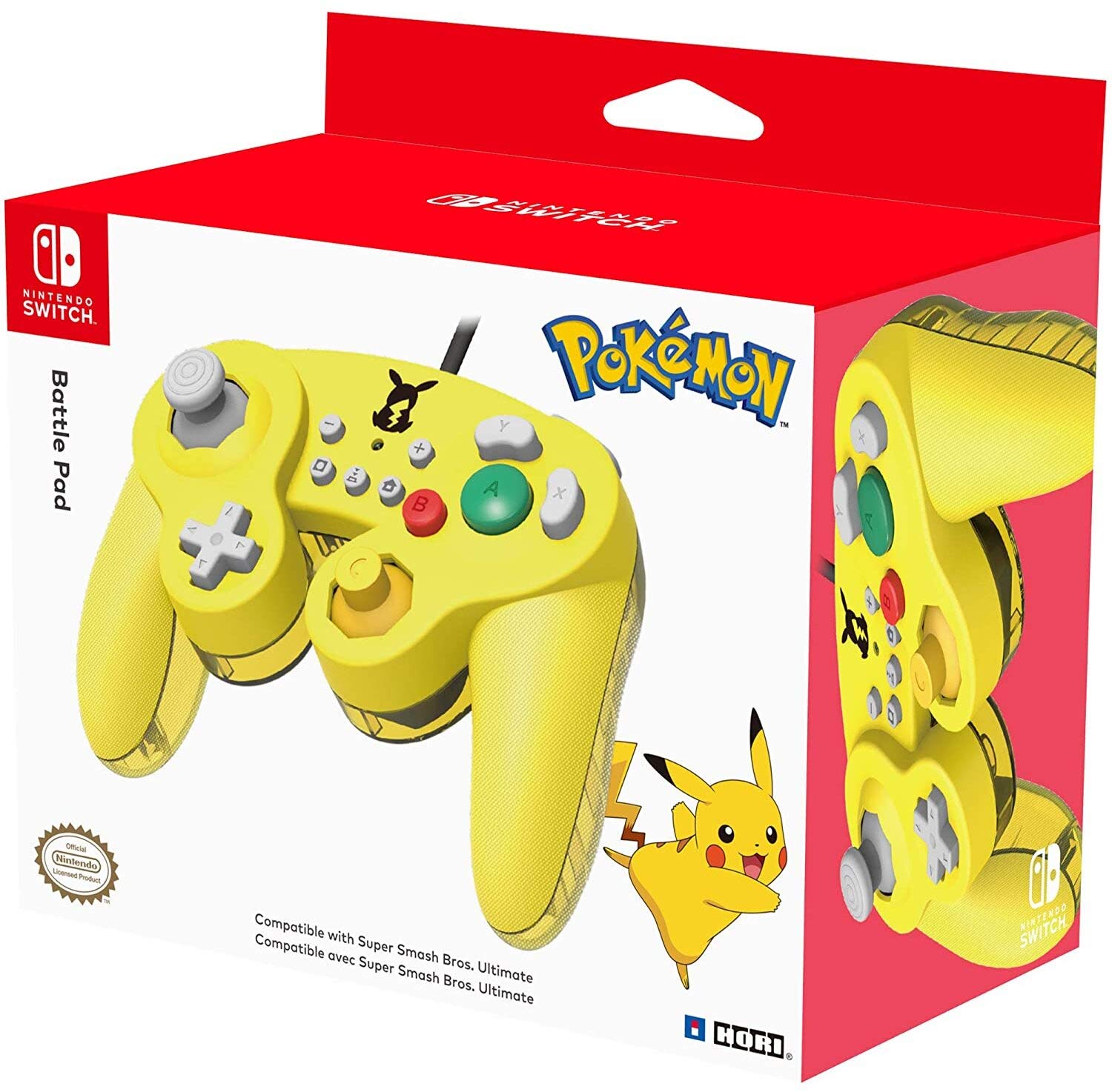 HORI Nintendo Switch Battle Pad Gamecube Style Controller - Pikachu Color, Model NSW-109U