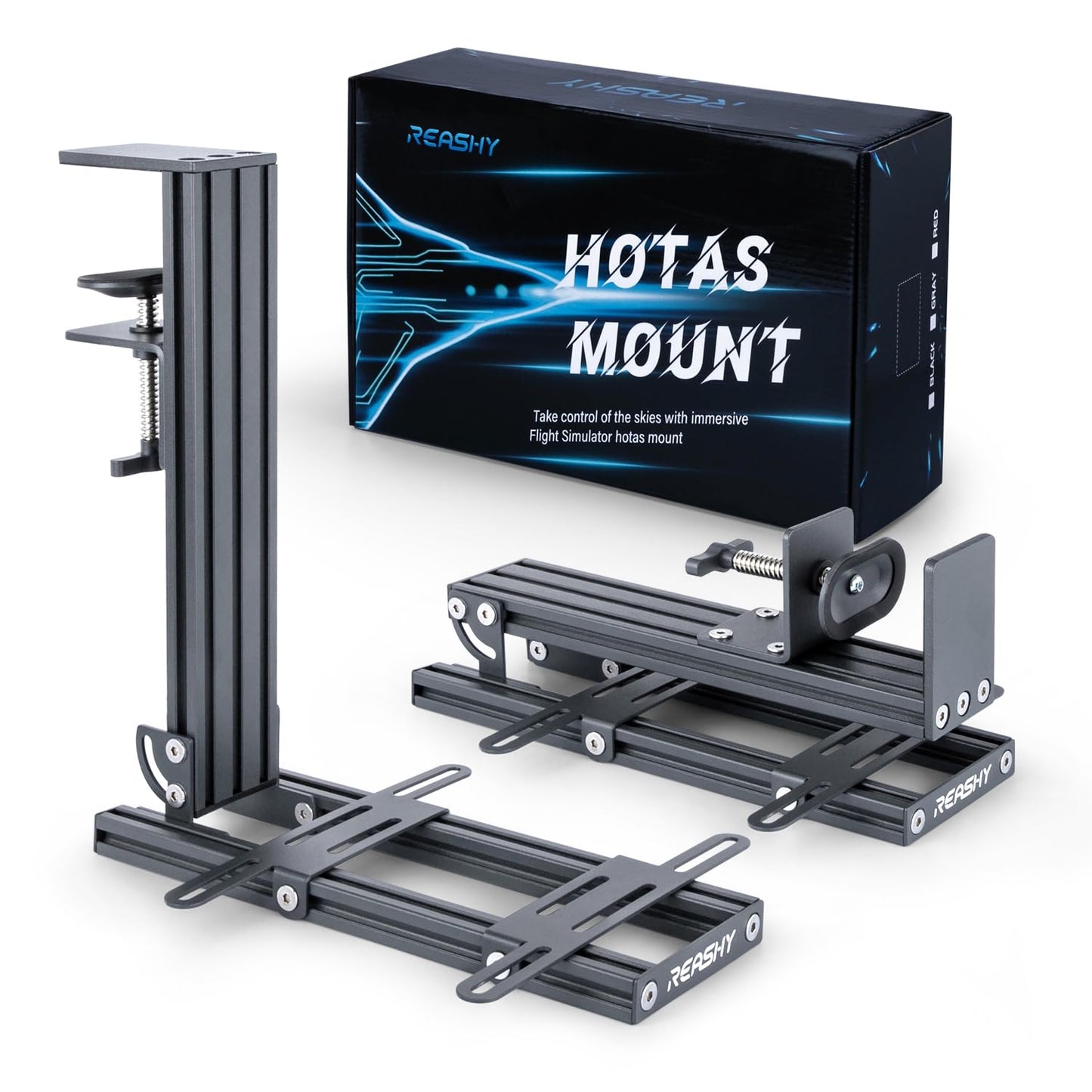 Reashy Hotas Mount  Joystick Mount  Aluminum Flight Stick Desk Mount for Logitech X56  X52  X52 Pro  Thrustmaster T.1600M  TCA  T.Flight Hotas One  4  X  Airbus  VKB Gladiator Nxt (Gray)