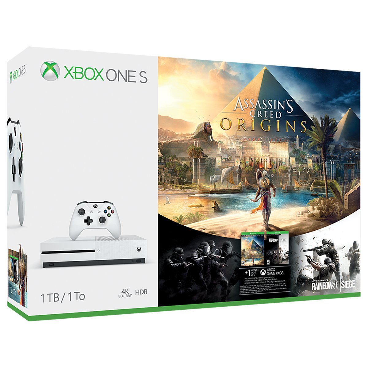 Xbox One S 1TB Console - Assassins Creed Origins Bonus Bundle [Discontinued] (Renewed)