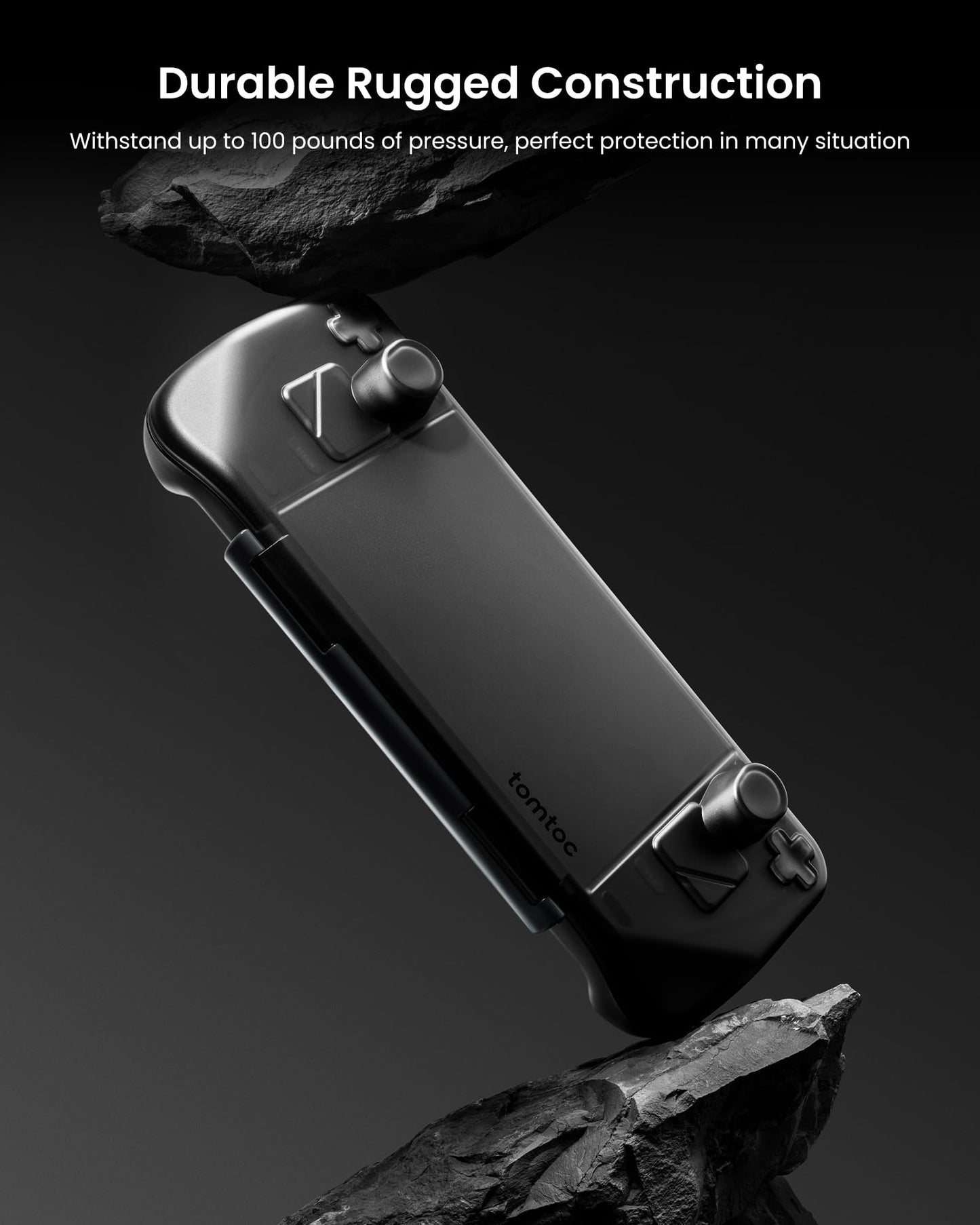 tomtoc Armor Case for Steam Deck - Slim Black Hard Shell, Shock-proof, 12.05x5.59x2.36 inches, Model G12M1D1