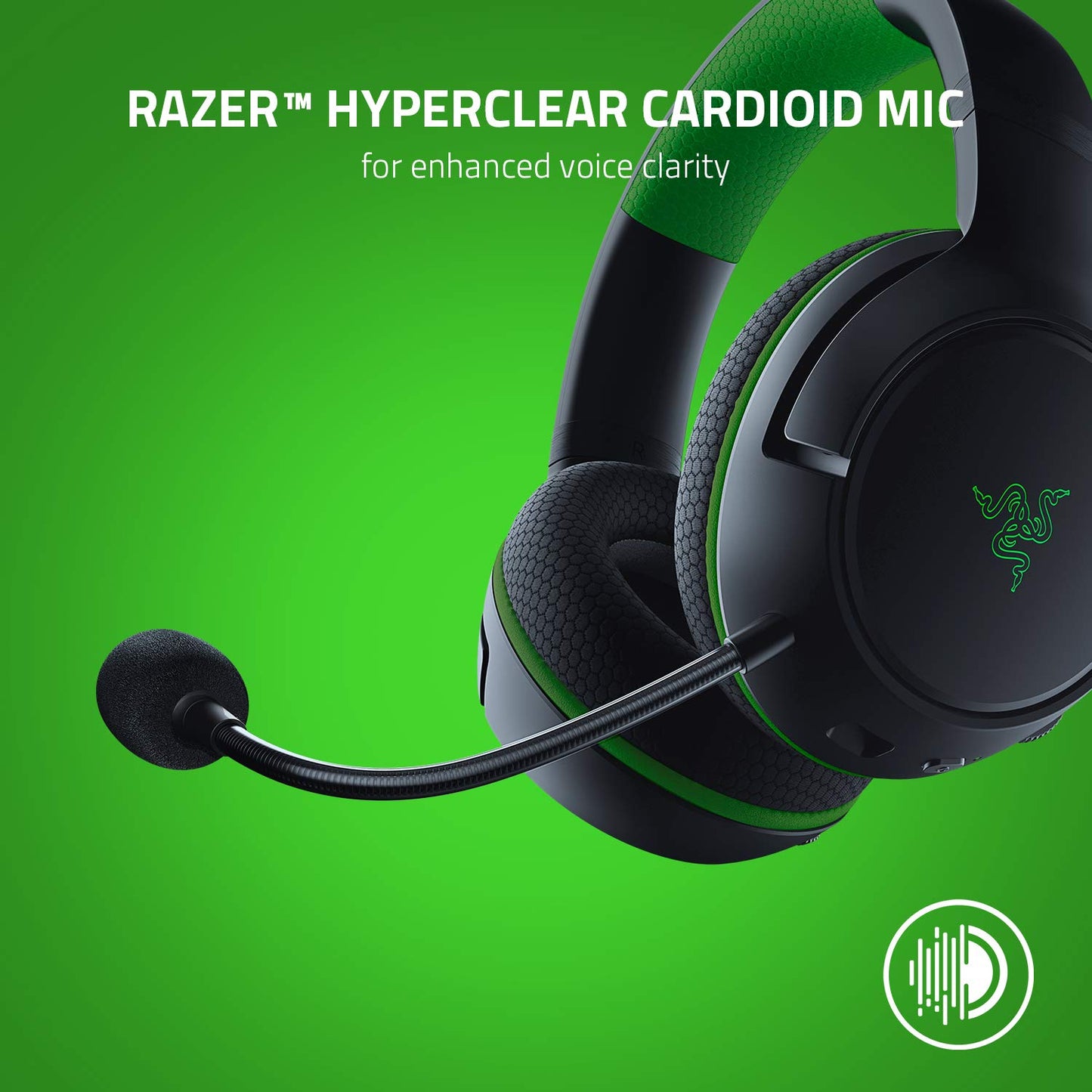 Razer Kaira Wireless Gaming Headset - Triforce Titanium 50mm Drivers, Cardioid Mic, Memory Foam Ear Cushions, Black, Model RZ04-03480100-R3