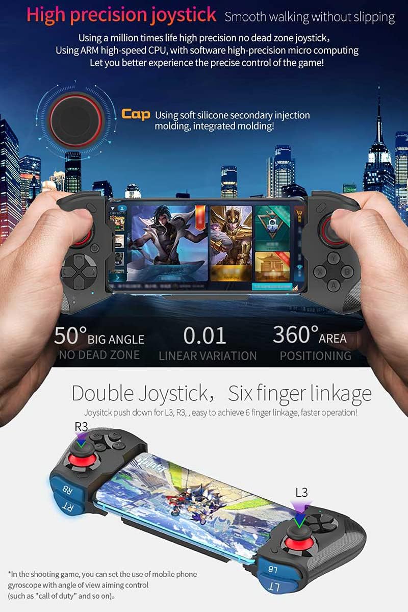 Megadream Mobile Gaming Controller - Wireless Gamepad for iPhone, Android, PC - Black - 18+ Hour Battery Life - Compatible with COD Mobile, Apex Legends