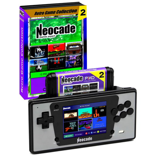 Retro Handheld Game Console for Sega Genesis, 12 MD Games in Cartridge and 18 Built-in PIKO Licensed Video Games Support HDMI Ou