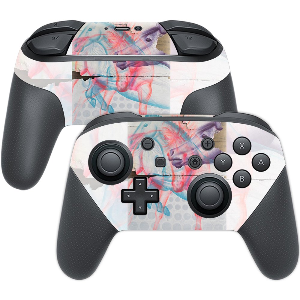 MIGHTY SKINS Nintendo Switch Pro Controller Skin - Durable Vinyl Decal, Damaged Horses Design, Easy Apply/Remove, Model NISWPCOI-Damaged Horses