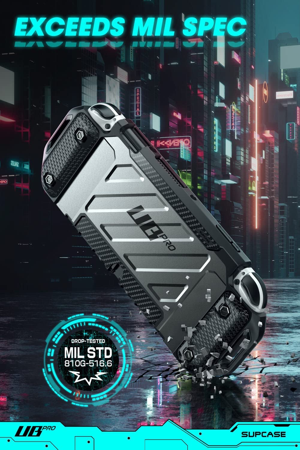 SUPCASE Nintendo Switch OLED Case - Unicorn Beetle Pro, Military-Grade Protection, Dockable, Black, Model SUP-Switch2021-UBPro-Black