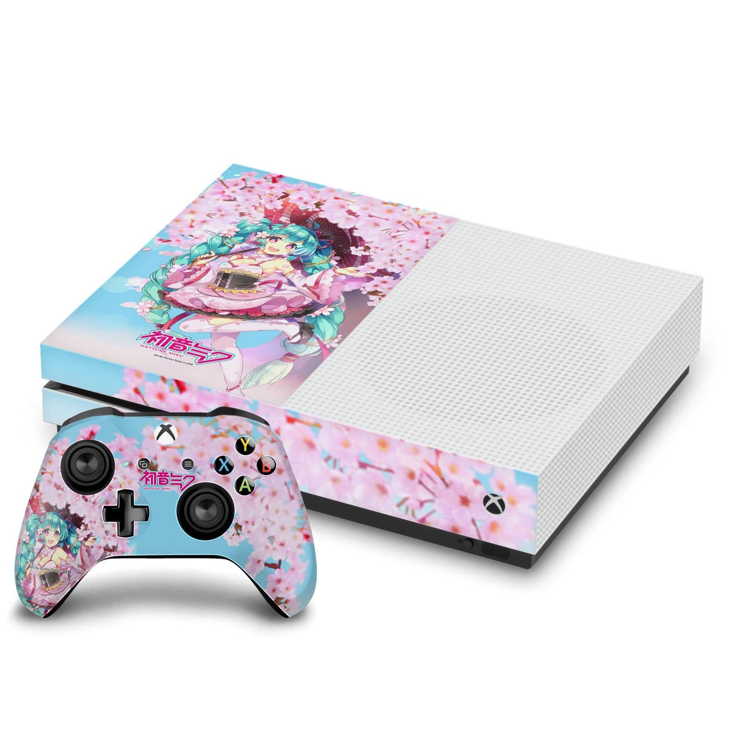Head Case Designs Officially Licensed Hatsune Miku Sakura Graphics Vinyl Sticker Gaming Skin Decal Cover Compatible With Xbox One S Console and Controller Bundle