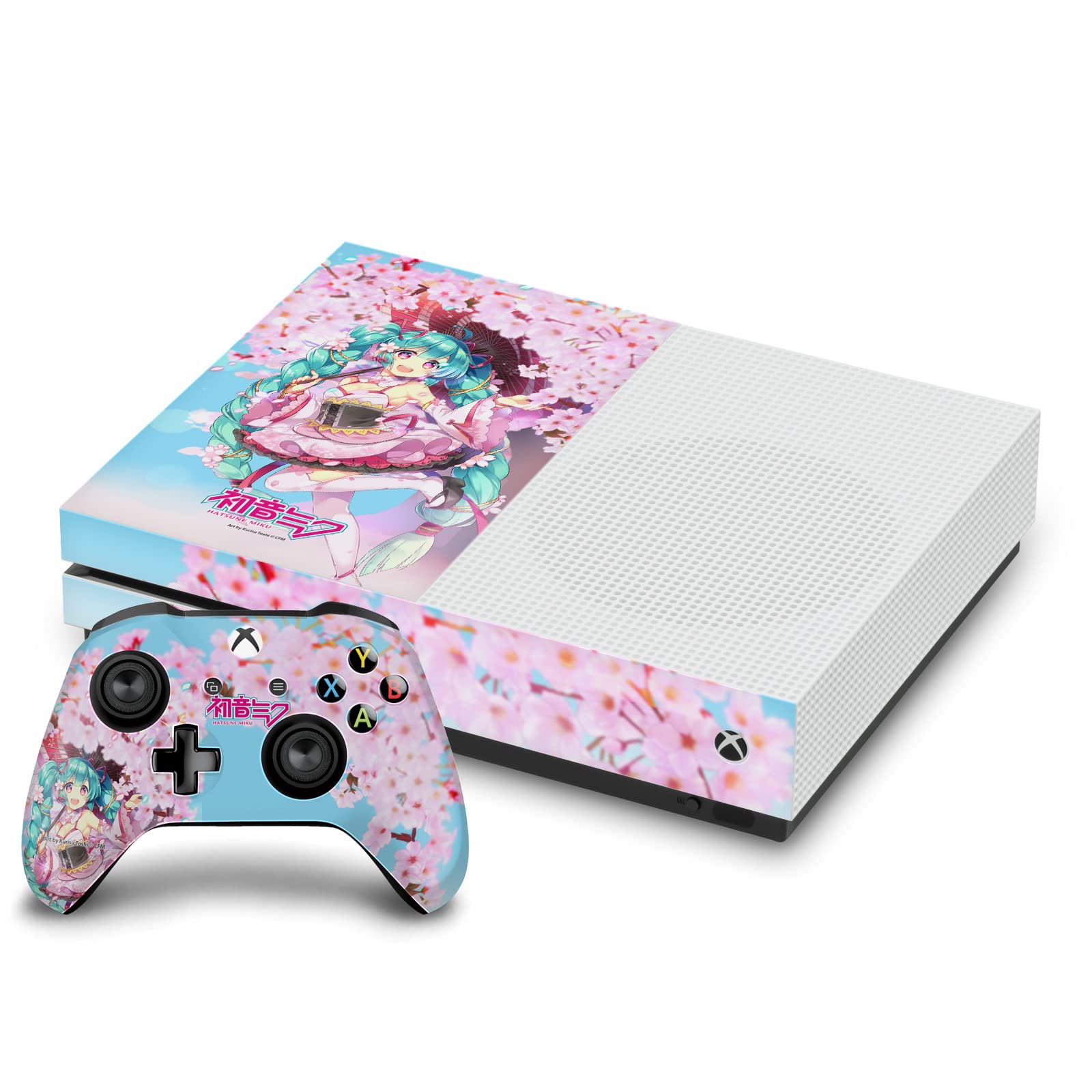 Head Case Designs Officially Licensed Hatsune Miku Sakura Graphics Vinyl Sticker Gaming Skin Decal Cover Compatible With Xbox One S Console and Controller Bundle