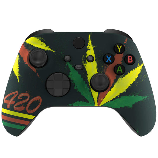 eXtremeRate Replacement Shell for Xbox Series X & S Controller - Unleash Your Style - Leaf Custom Acessories Skin Cover Front Ho