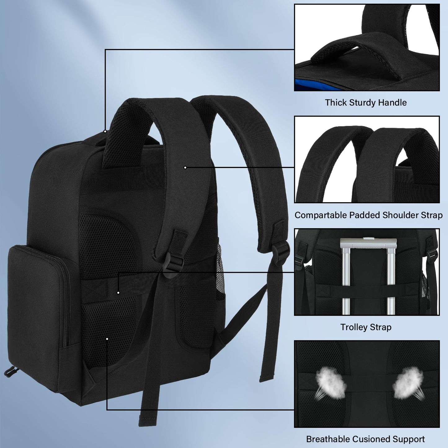 Jaffzora Travel Backpack for PS5/15.6" Laptop - Protective Black Carrying Case, Model J-PS5 BPK-B-BK