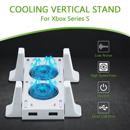 Mcbazel Vertical Stand with Cooling Fan for Xbox Series S - White, Removable Cooler, Extra 2 USB Ports, Model thi-nxb-000005
